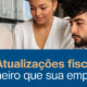 Equipe de profissionais analisando documentos fiscais em ambiente corporativo moderno. A imagem destaca o tema “Atualizações fiscais e obrigações de janeiro que sua empresa não pode ignorar”, reforçando contabilidade empresarial, obrigações fiscais, planejamento tributário e gestão financeira no início do ano.